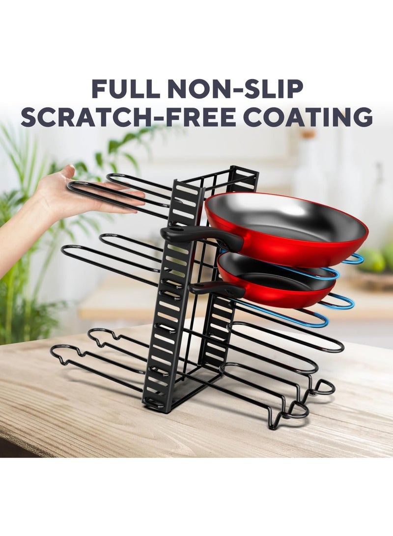 Bukela Pots and Pans Organizer Under Cabinet,  8-Tier Adjustable Pan Organizer Rack for Cabinet, Heavy-Duty Pot & Pan Organizer - Perfect to Store Pots, Pans, Lids - Easy Kitchen Organization and Storage - Image 4